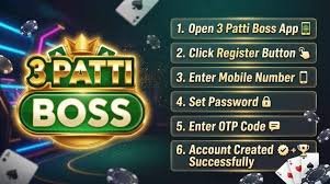 3 Patti Boss registration screen with mobile number and OTP